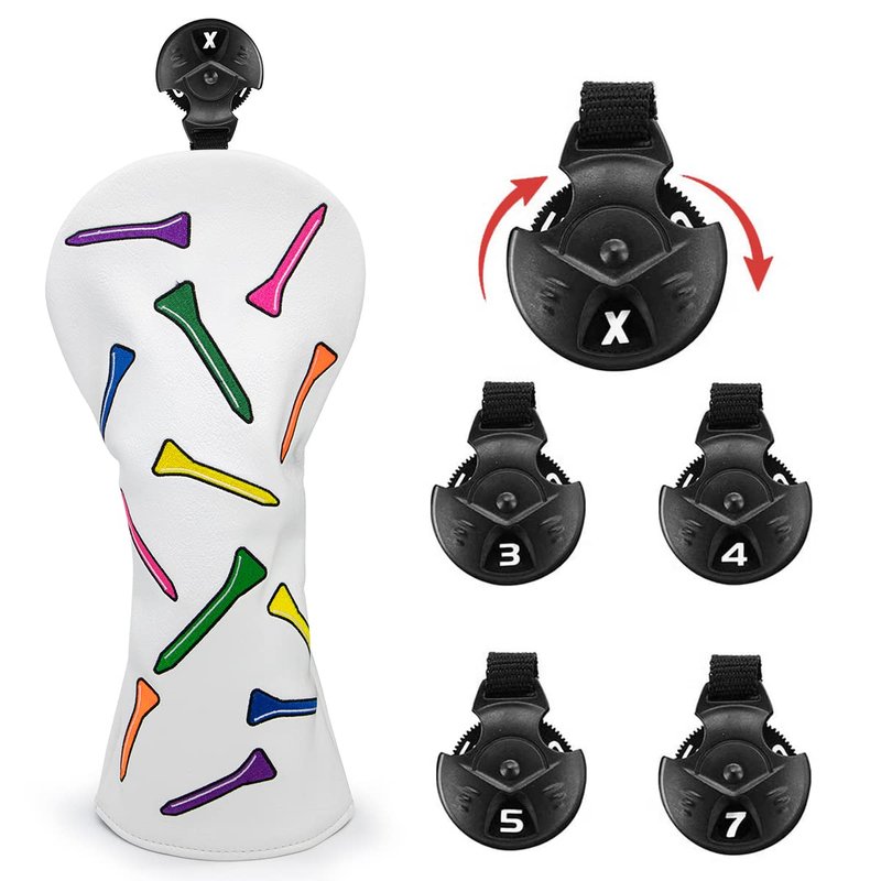 1pc or 3pcs Golf Club Covers Driver Headcover 3 Wood Cover Hybrid Rescue Headcover PU Leather Colorful Golf Headcovers Set 13 H Golf Gifts for Men Women Golfers (Hybrid Cover 1pc)