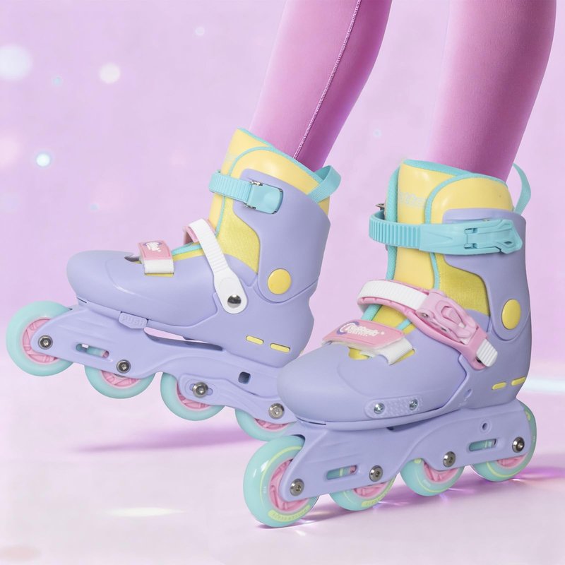 Nattork Inline Skates for Girls Kids Teens Boys Age 6-12, 4 Sizes Adjustable Blades Roller for Outdoor Indoor Birthday Purple