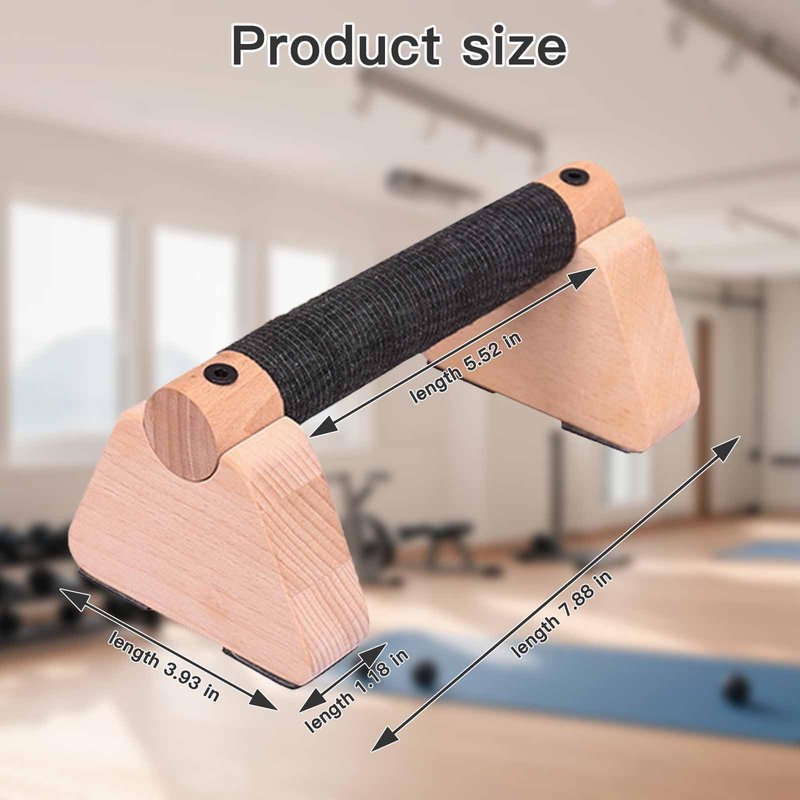 Wooden Parallettes Bars for Calisthenics - Handstand Push Up Bars for Training, L-Sit & Dip Workouts - Portable Fitness Equipment for Home Gym (Wooden, 7.88 inches)
