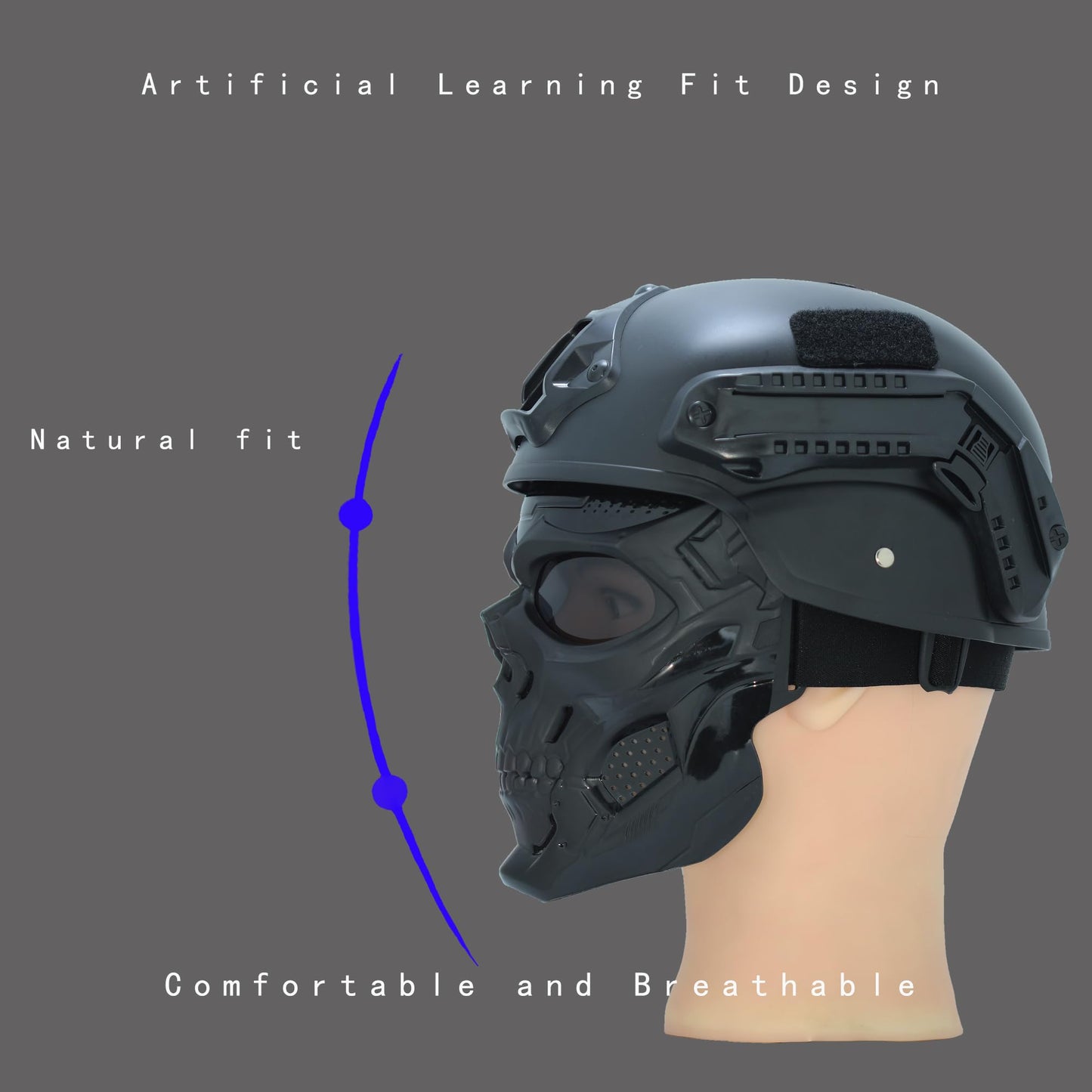 Skull Face Mask Full Face, Motorcycle Mask, Airsoft Mask, Tactical Mask, Paintball Mask for Men Women (SkullBlack)