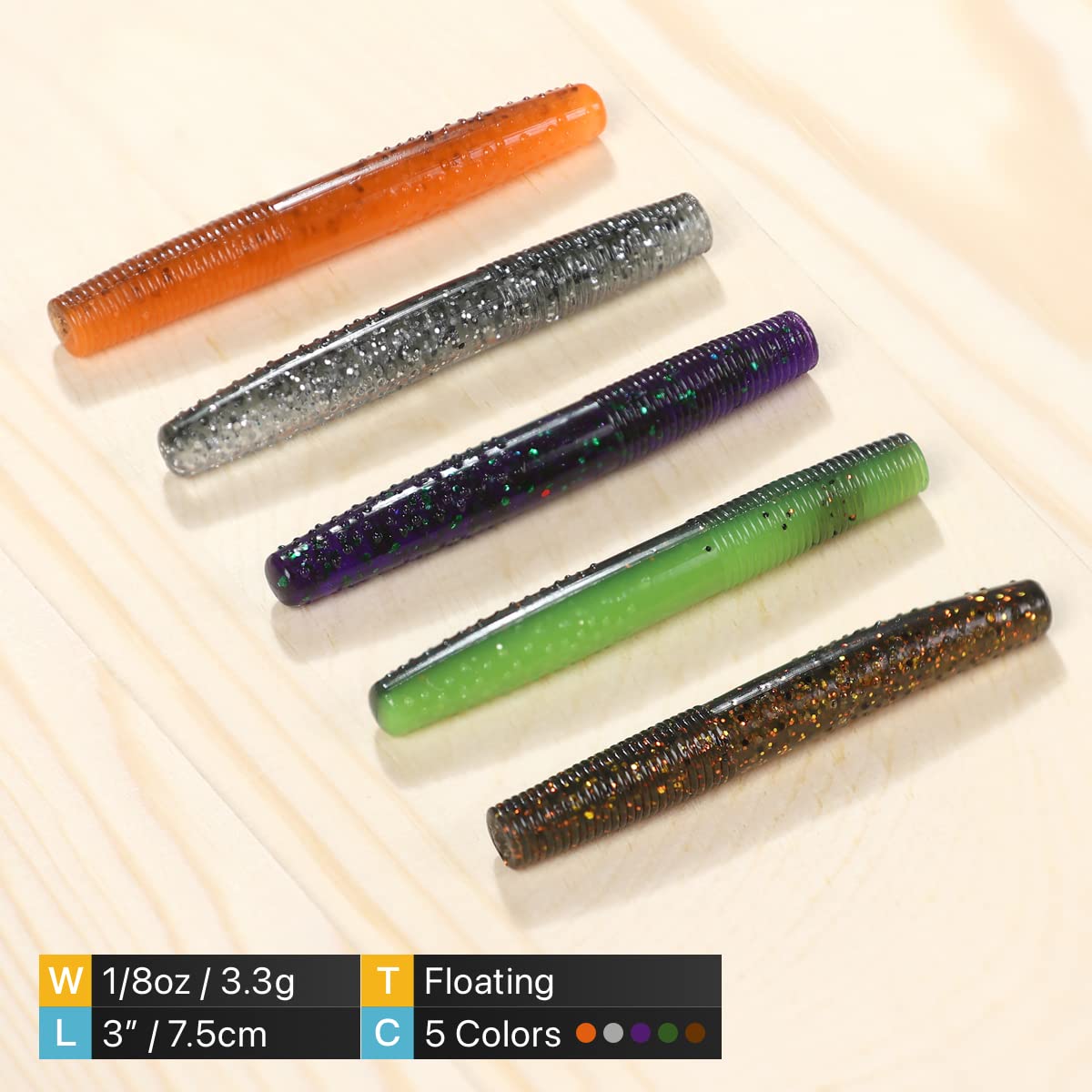 OJY&DOIIIY Plastic Worms for Bass Fishing,TRD Soft Plastic Fishing Lures for Ned Rig 30 PCs