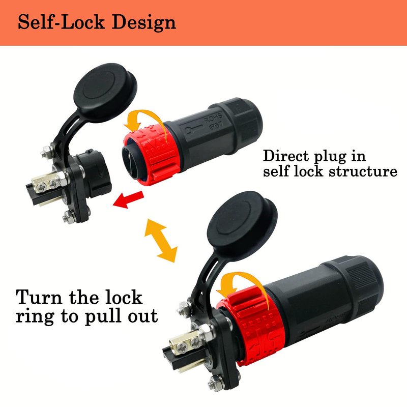 GaiRen Trolling Motor Plug and Circuit Breaker 60Amp Kit, Trolling Motor Connector with Receptacle 12/24/36/48 Volt Marine Boat Power Waterproof IP67 Compatible with 8 AWG wire Red