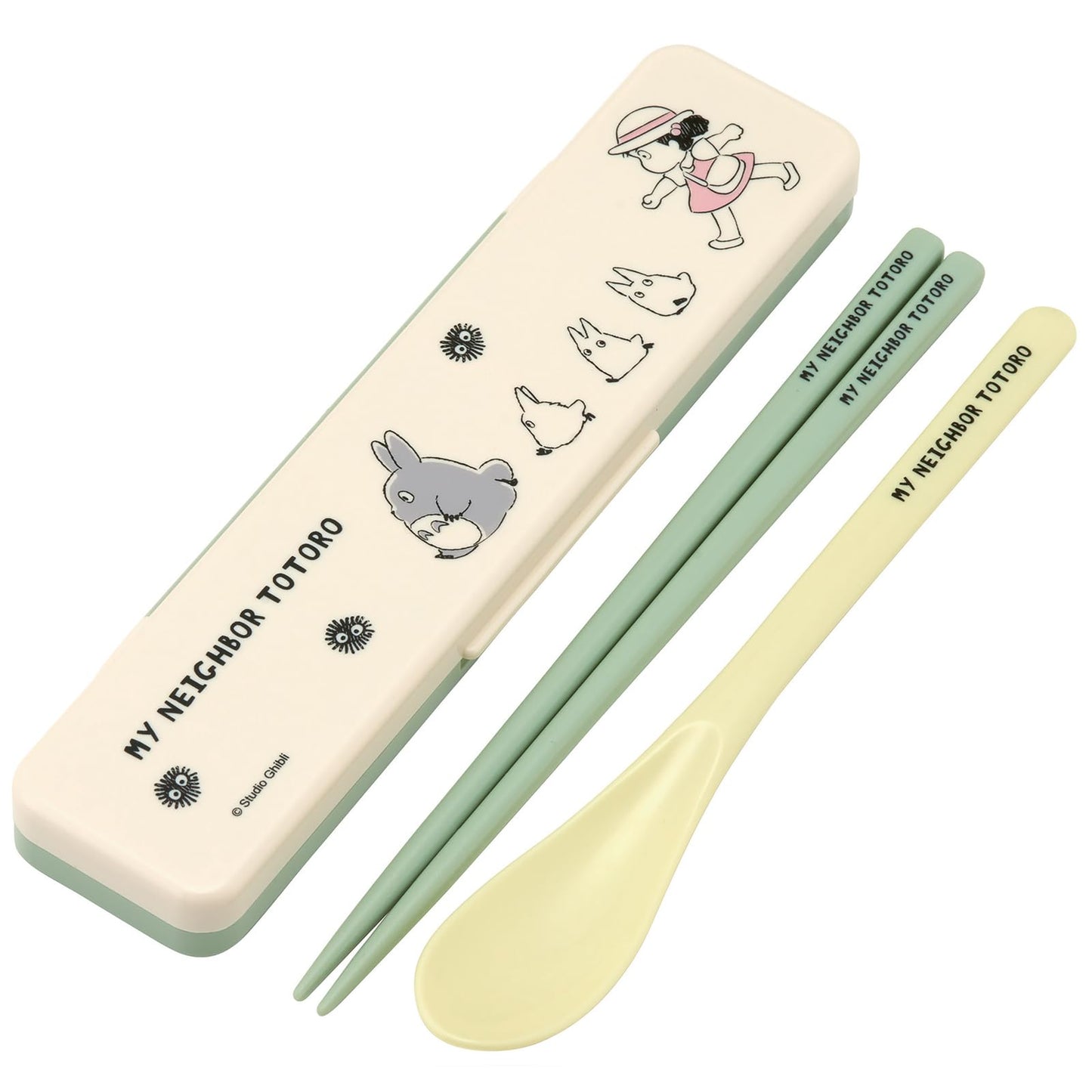 Skater Totoro Utensil Set - Includes Reusable Chopsticks, Spoon and Carrying Case - Authentic Japanese Design - Durable, Dishwasher Safe - Marching