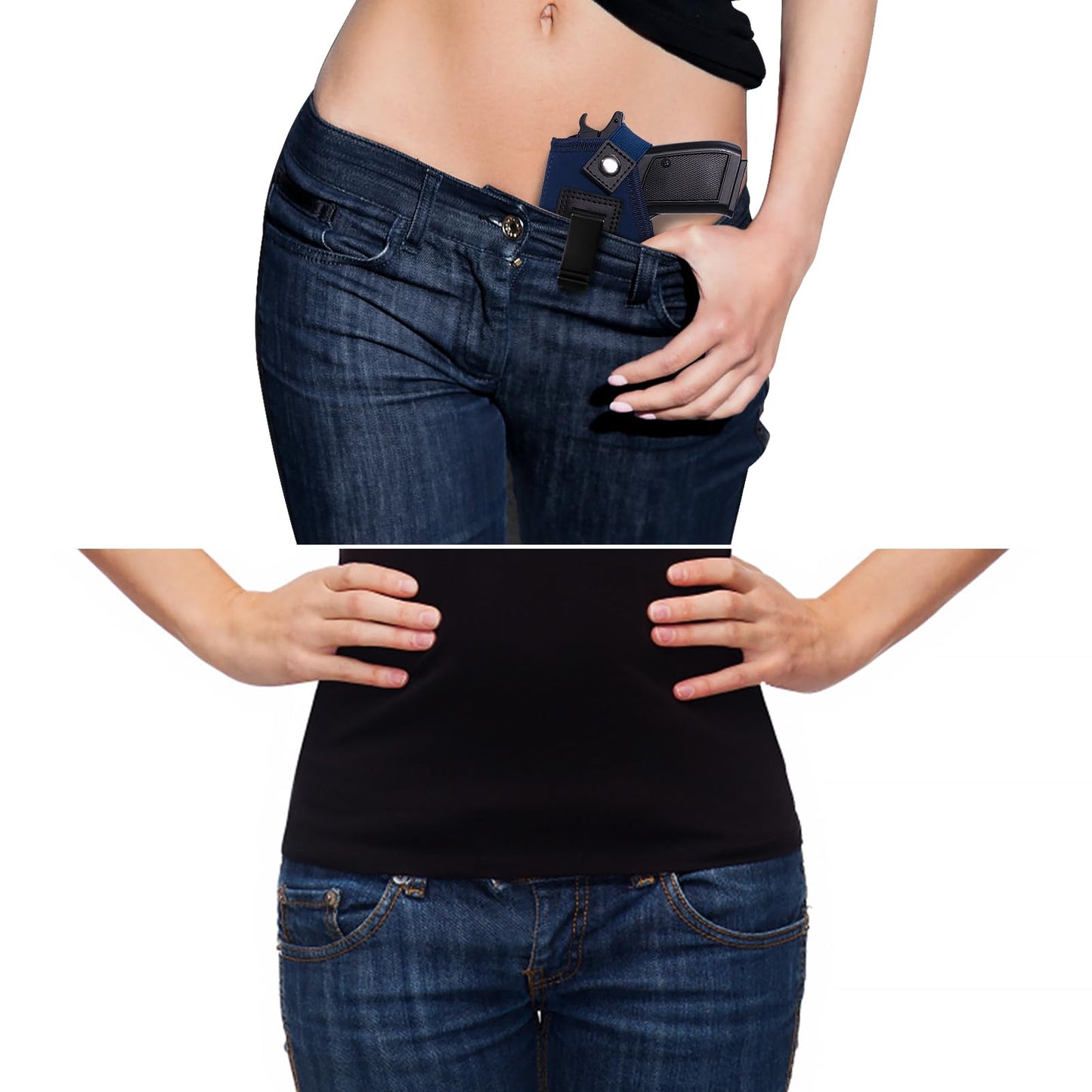 POYOLEE Gun Holster for Women Concealed Carry Holster for Pistols Universal IWB Holster Fits Glock 19 26 43 Springfie XD LC9 & All Similar Handguns (Black, Right-Handed Draw (IWB))