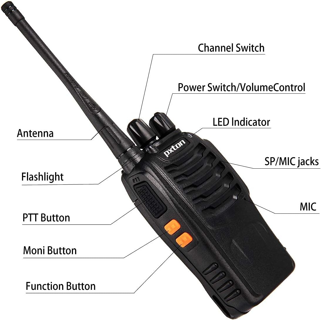 Two Way Radios Long Range - Rechargeable Walkie Talkies with Headphones & Flashlight | 16 Channels, 8 Pack