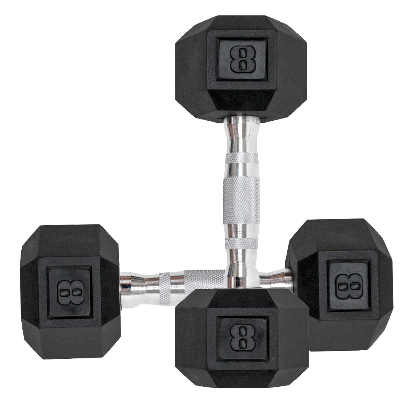 Hex Rubber Encased Dumbbells Set of 2 With Metal Handle for Exercise and Fitness (8 lb, Pair)