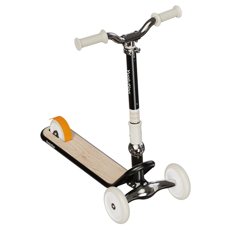 Yvolution Y Glider Classic 3-Wheel Kick Scooter for Kids – Lean-to-Steer, Adjustable Handlebar, Foldable Design – Ages 3-8, Max Weight 110lbs, Black