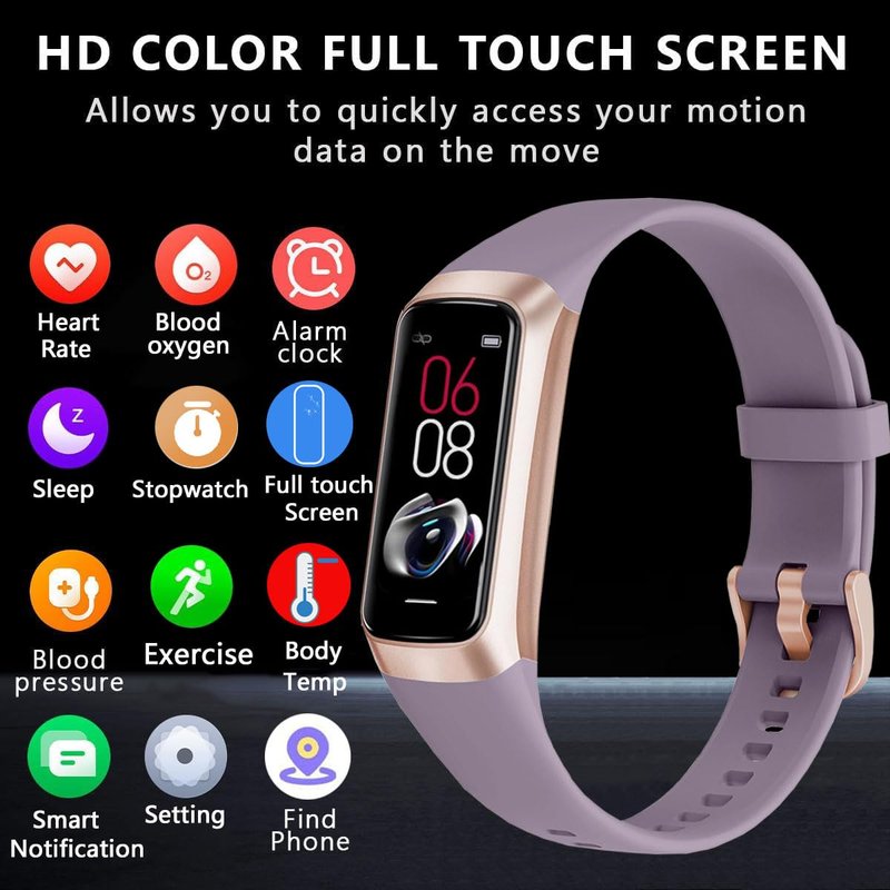 BSLIZHEN Fitness Tracker with 24/7 Blood Oxygen Heart Rate and Sleep Monitor,IP68 Waterproof,1.10''AMOLED Touch Color Screen,Step Counter Health Activity Trackers for Women Men