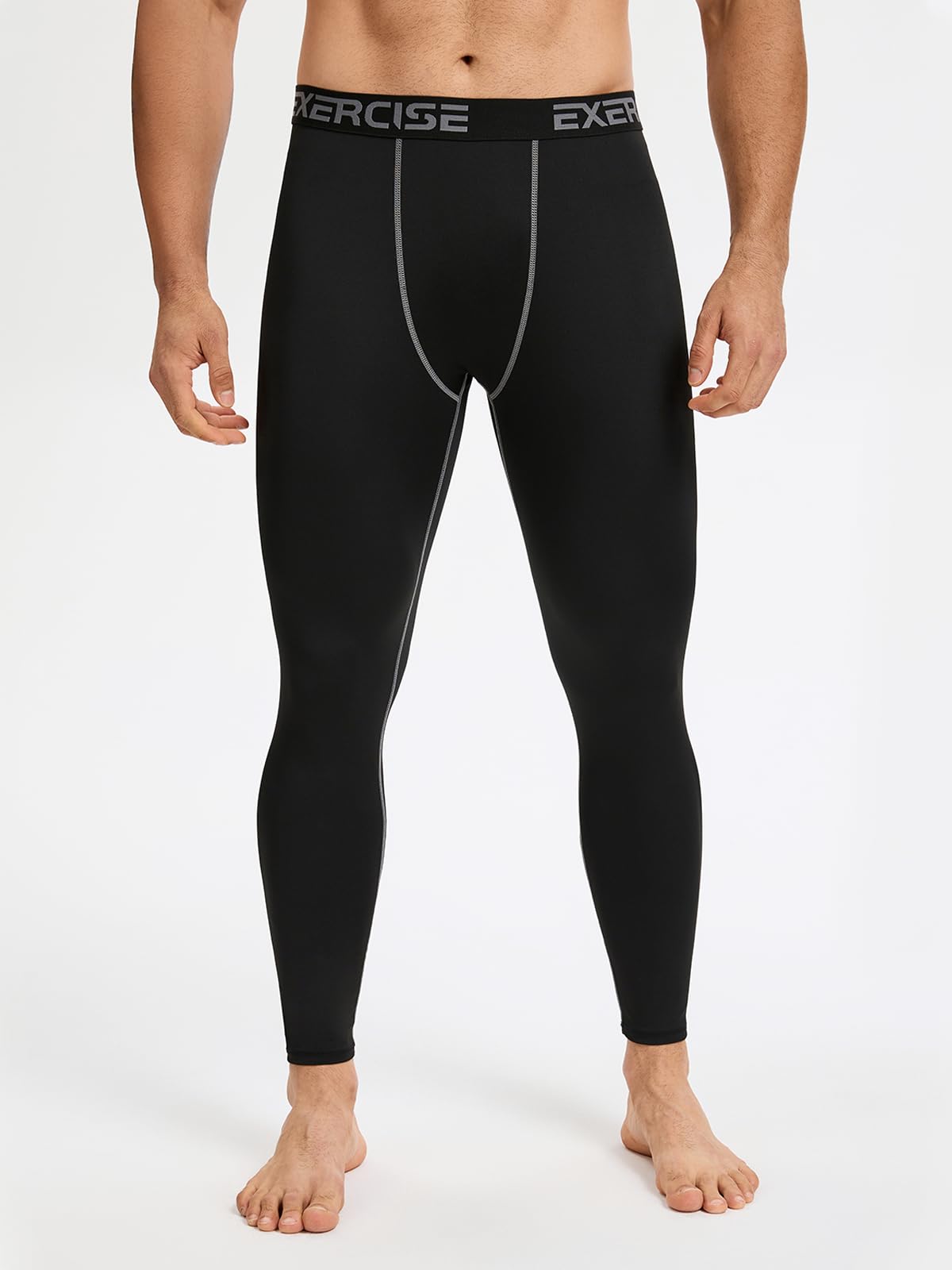 Celfaeree 4 Packs Thermal Underwear for Men Long Johns for Men Thermal Base Layer Mens Fleece Lined Compression Pants 4Black L