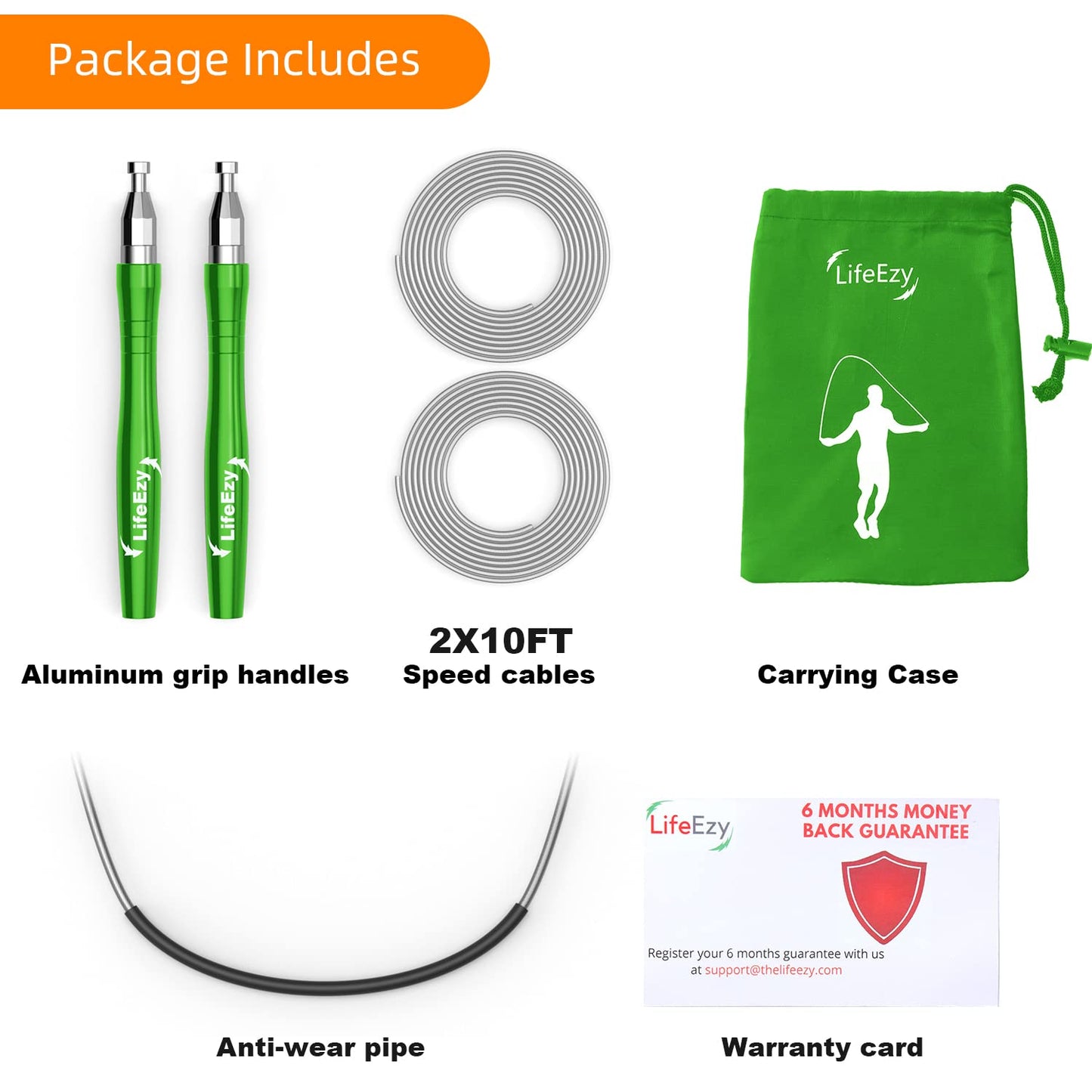 Jump Rope, High Speed Weighted Jump Rope - Premium Quality Tangle-Free - Self-Locking Screw-Free Design - Jump Ropes for Fitness - Skipping Rope for Workout Fitness, Crossfit & Home Exercises (Green)