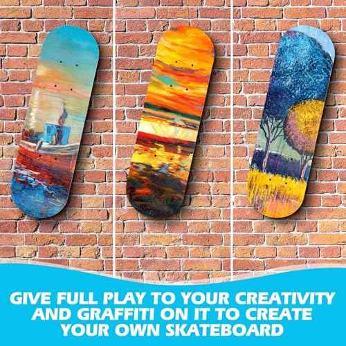 Meooeck Blank Skateboard Wooden Decks Bulk Beginner Kid Mini Maple Skateboard 17 x 5 Inch 7 Ply Double Tail Skate Light Decks for Painting Replacement Decoration