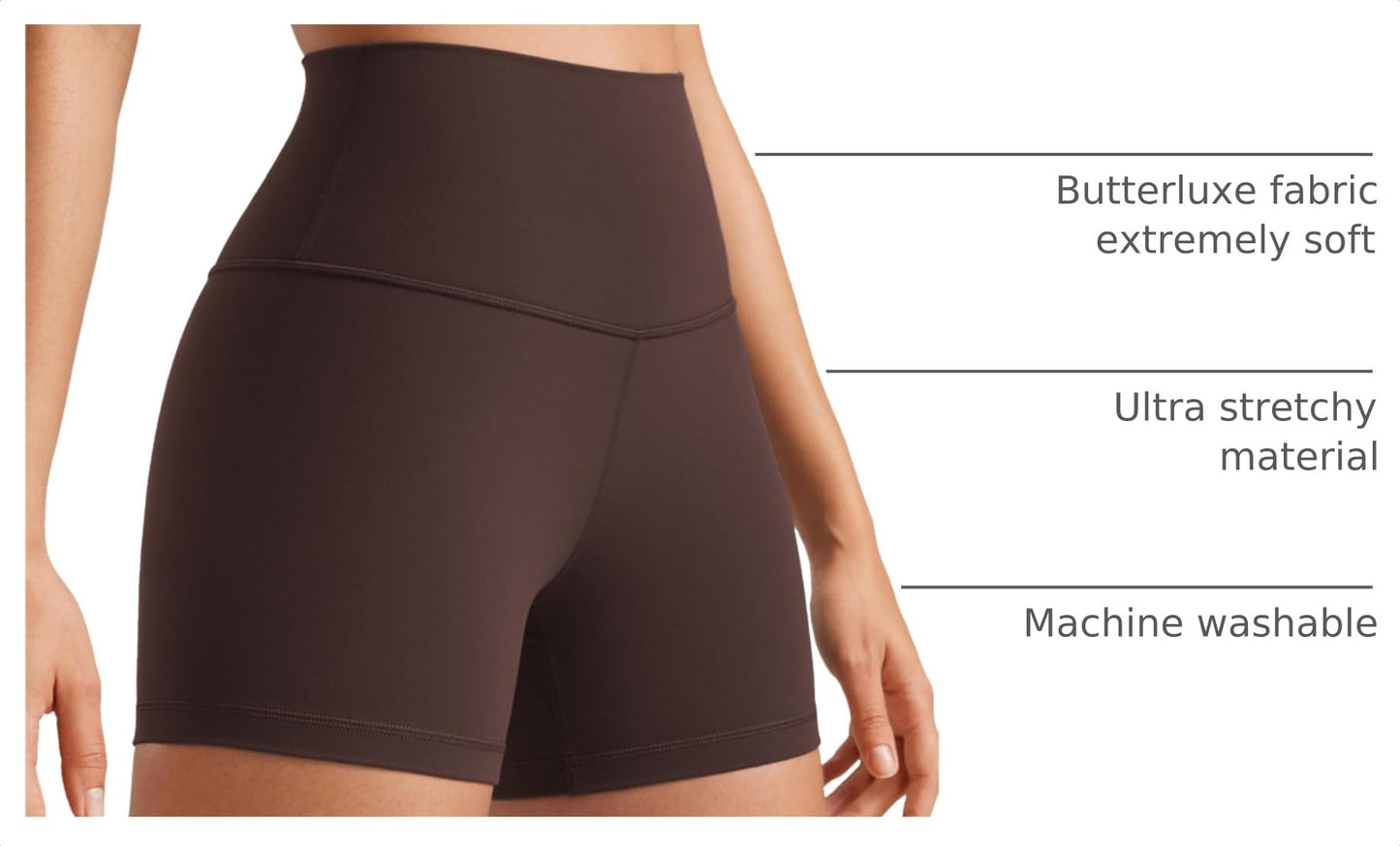 CRZ YOGA Butterluxe Biker Shorts 4" Hot Fudge Brown Large