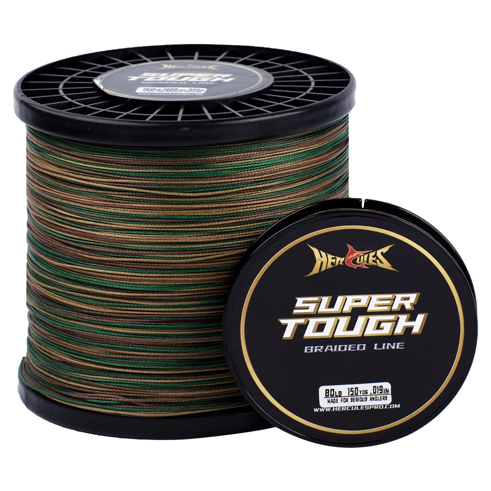 HERCULES Super Tough Braided Fishing Line 65 pounds Test Camouflage 65LB (1000 Yards) - 8 Strands