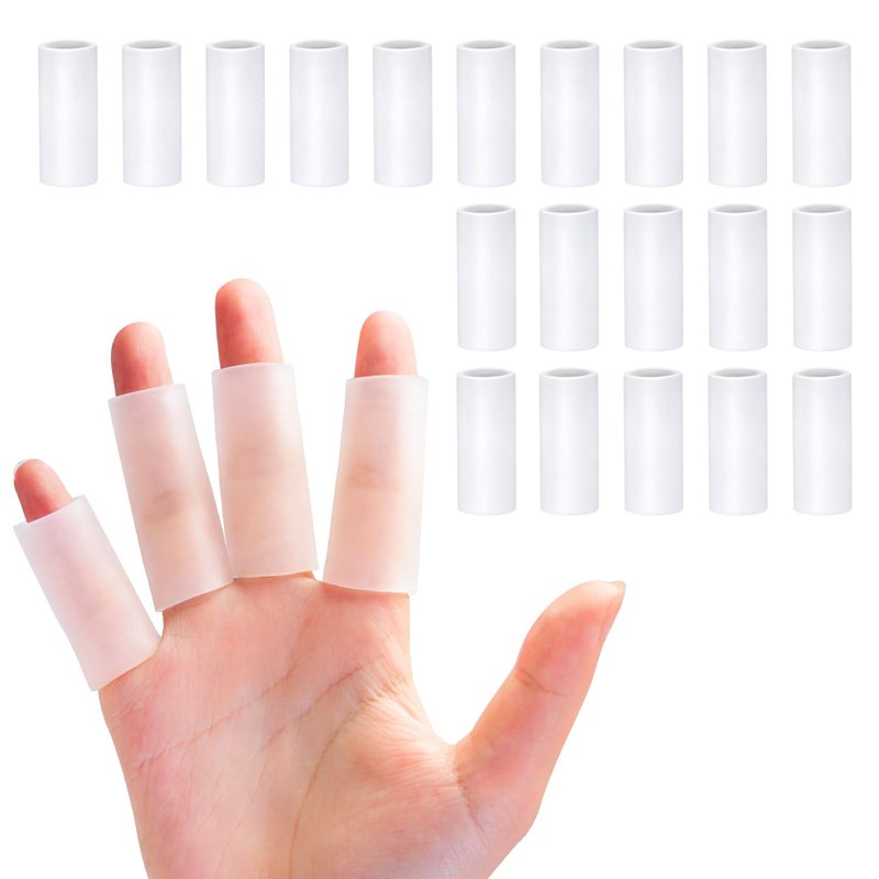 Sumifun Finger Sleeves, 20PCS Gel Thumb Finger Tubes for Arthritis, Trigger Finger Pain, Silicone Fingers Protector for Golf, Basketball, Golf, Rugby, Cracked Finger