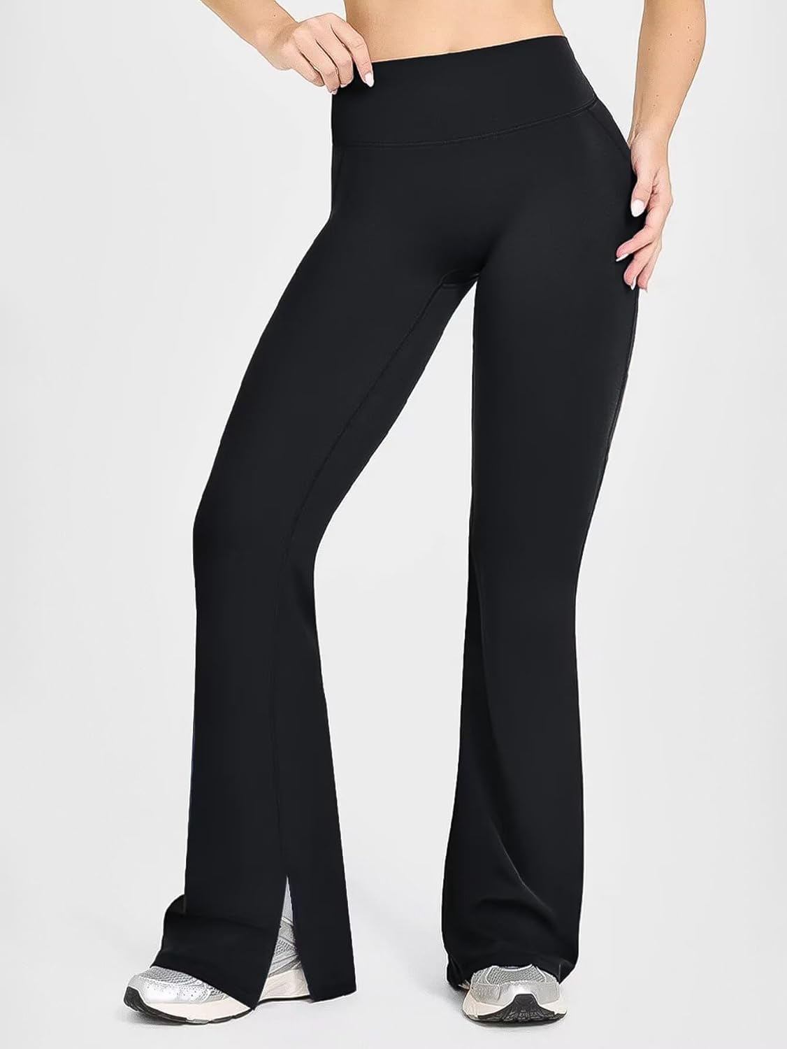 Flamingals Women's Butt Lifting Flare Leggings - High Waist Tummy Control with Pockets | Mini Flared Yoga Pants