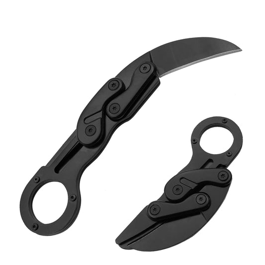 Ismosm Outdoor Mini Camping Stainless Handle Survival Knife Multifunction Outdoor Tactical Rescue Tools Folding Hunting (new claw knife black)