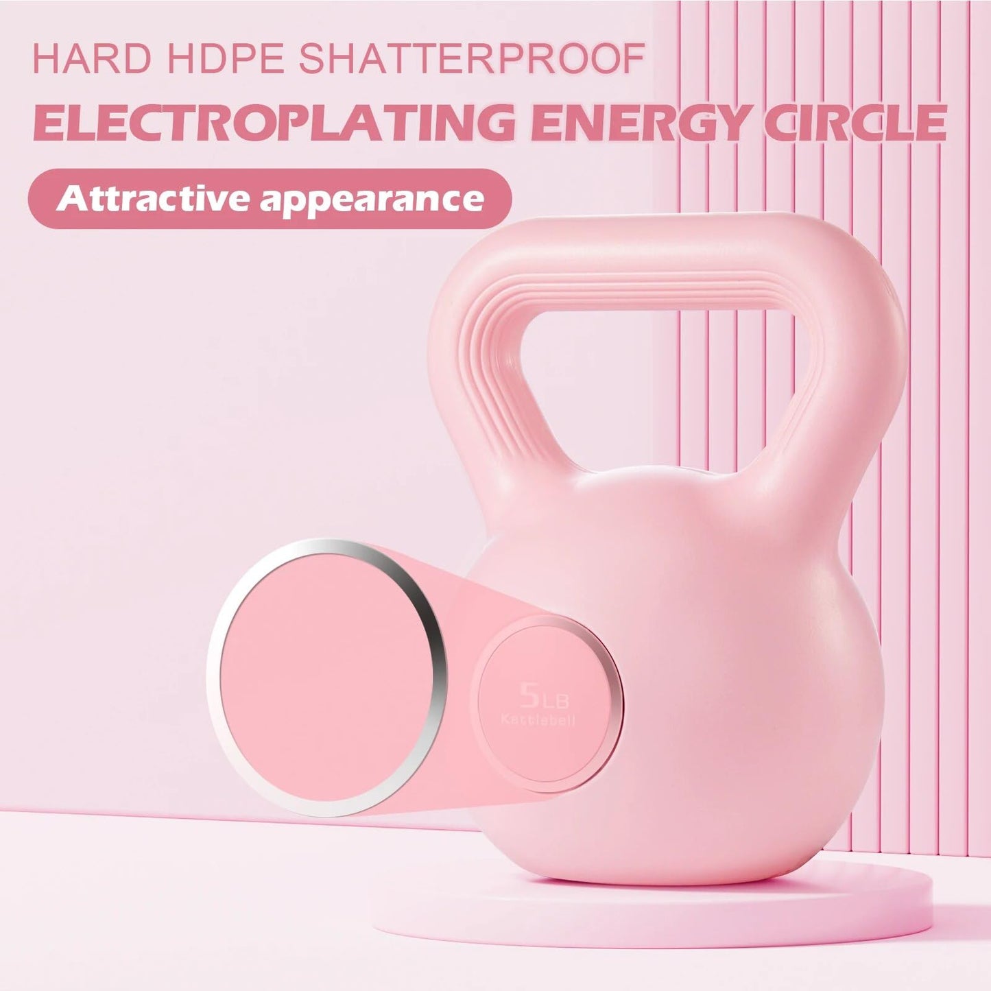 KHTO Kettlebells Fitness Exercise-Pink Strength Training Kettlebell Sets,Dumbbell Weights for Home Gym Equipment(5LB)