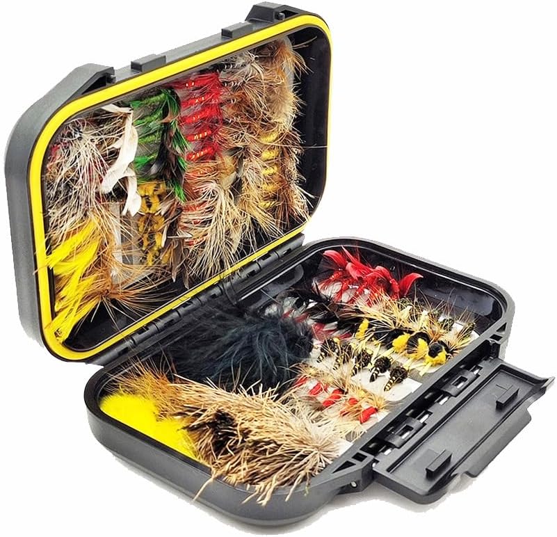 Kylebooker Fly Fishing Flies Assortment Kit - 100pcs Dry & Wet Nymphs with Fly Box