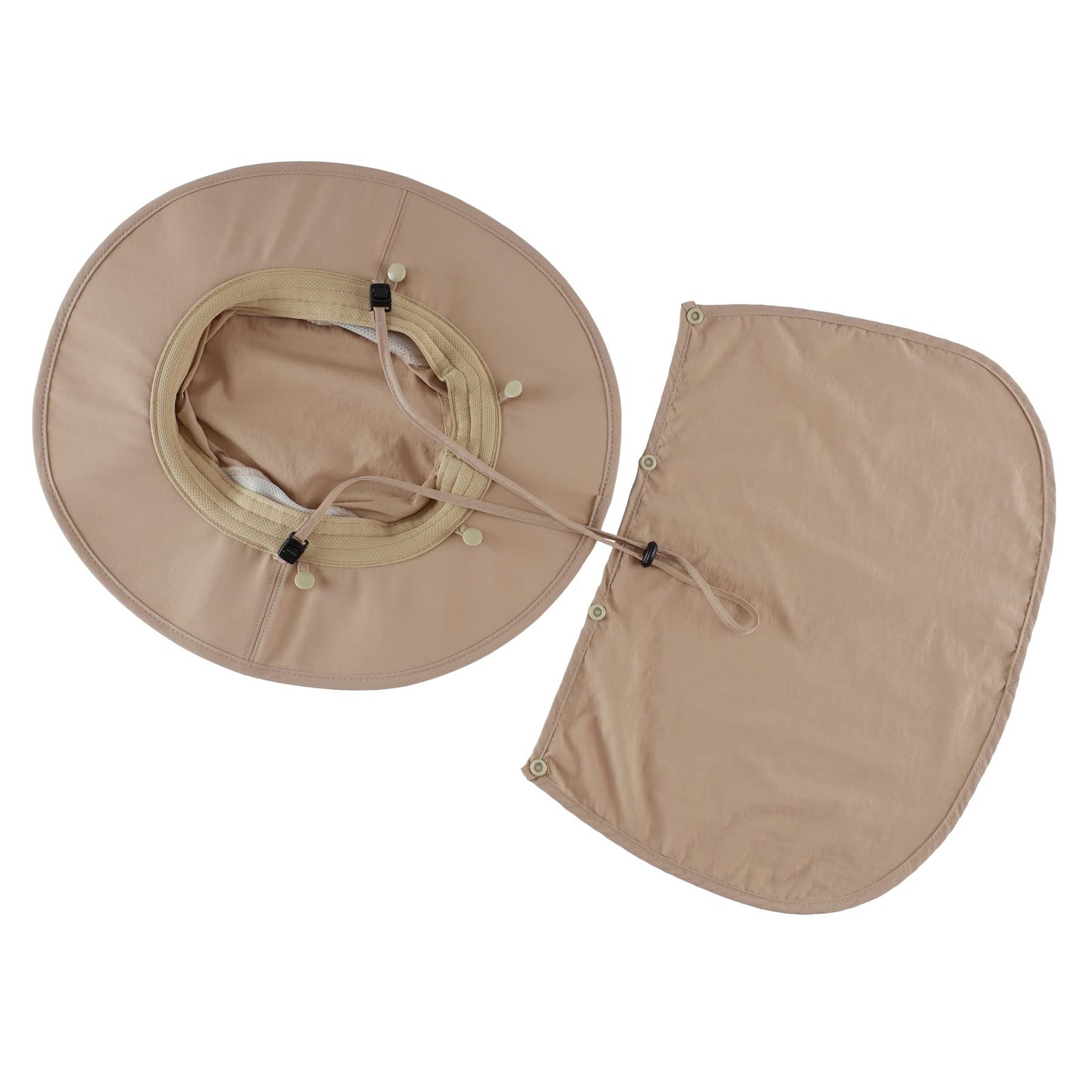 Home Prefer Outdoor Mens UPF50+ Sun Hat Wide Brim Fishing Hat with Neck Flap (Milky Khaki)