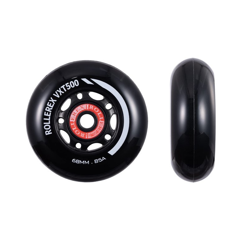 Rollerex VXT100 85A Kids RipStik/Inline Skate Wheels (2-pack w/bearings, spacers and washers) (Use on Hockey Roller Blades) - Can Be Used As RipStik Caster Board Wheel Replacements (68mm)