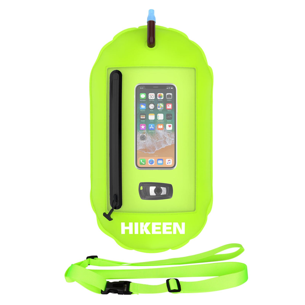 Hikeen Swim Buoy - 2 PCS Waterproof Touchscreen Swim Buoy, Update Swim Safety Float w/Adjustable Waist Belt for Open Water Swimmers -Be Bright, Be Safer