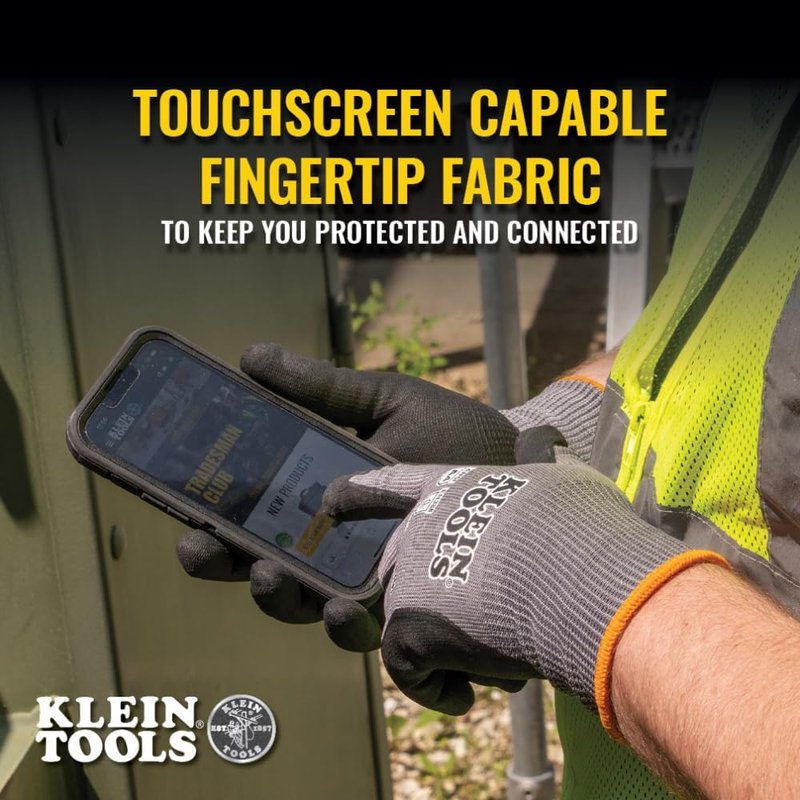 Klein Tools Work Gloves - Cut Resistant Nitrile Coated | Touchscreen Capable, Medium, 2-Pair