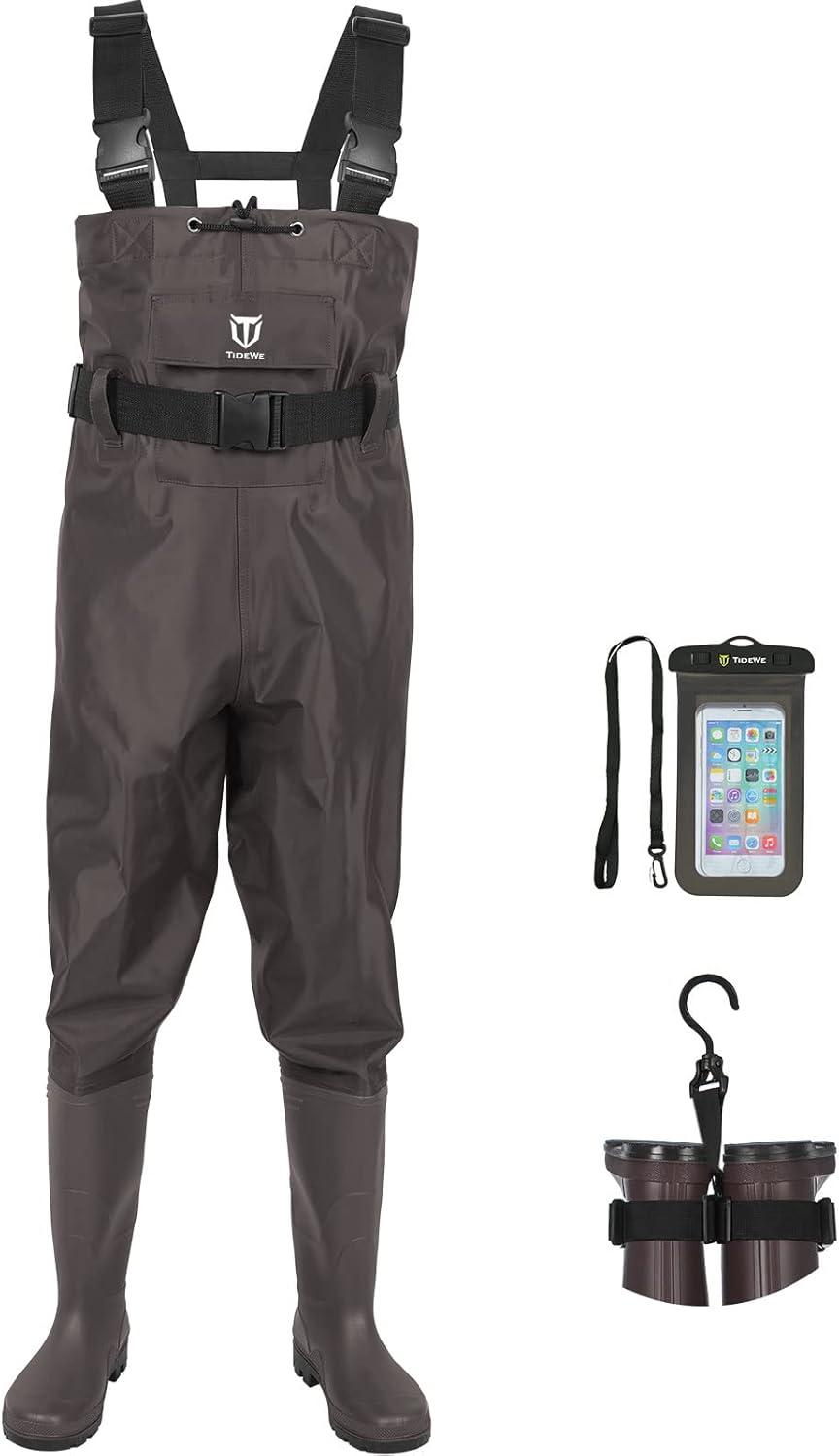TIDEWE Bootfoot Chest Waders - Waterproof Fishing & Hunting Gear for Men & Women | Green/Brown