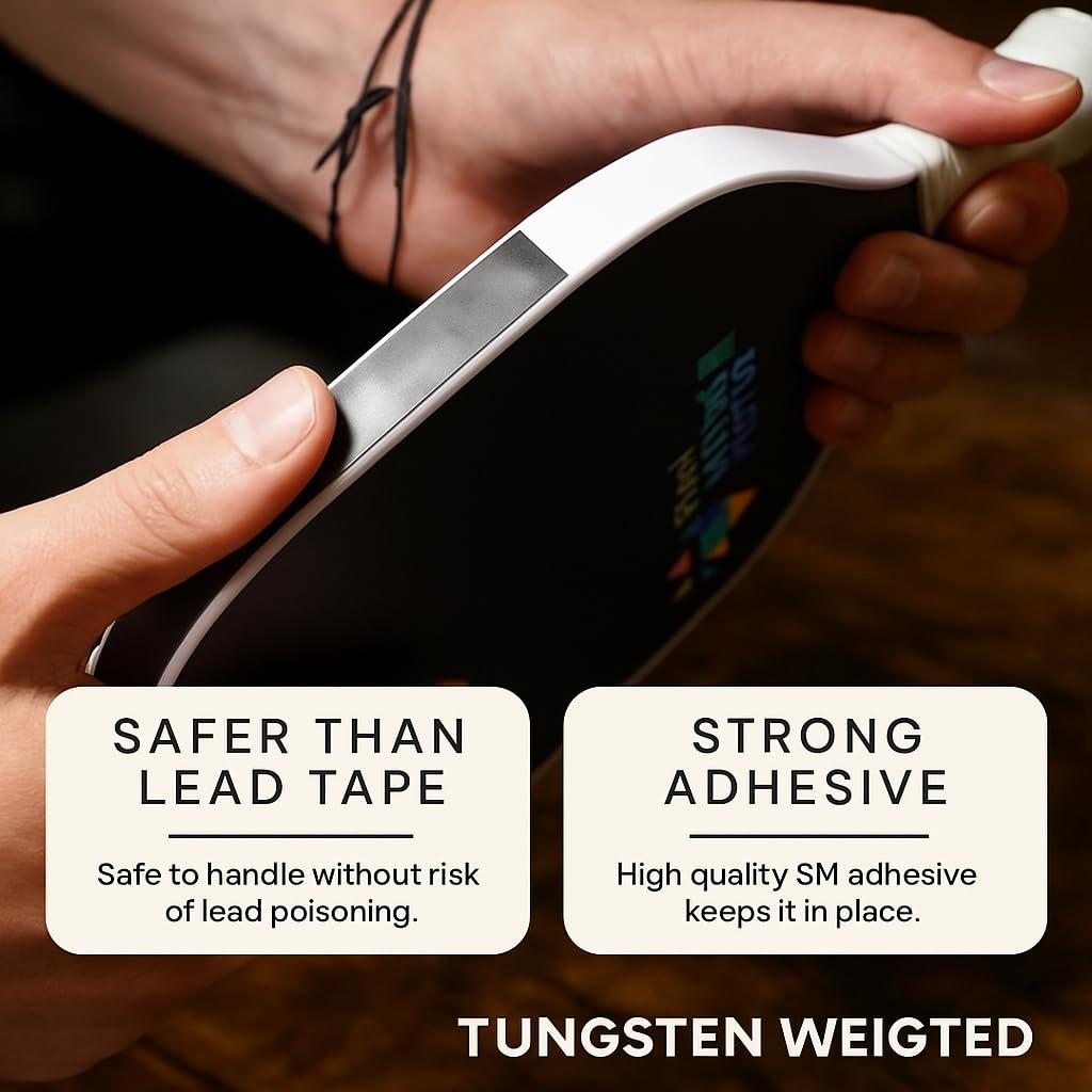 Pixel Motus Tungsten Weighted Tape for Pickleball Paddles, Tennis Rackets & Golf Clubs – 60 Inch Roll, 1g Per Inch – Non-Toxic Lead-Free High Density Strips – Add Power, Balance & Expand Sweet Spot