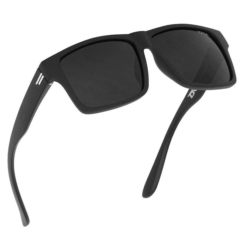 TOROE Super Dark Polarized Sunglasses UV400 Category 4 Lenses for Light Sensitivity (XL-RANGE | White Emblem | C4)