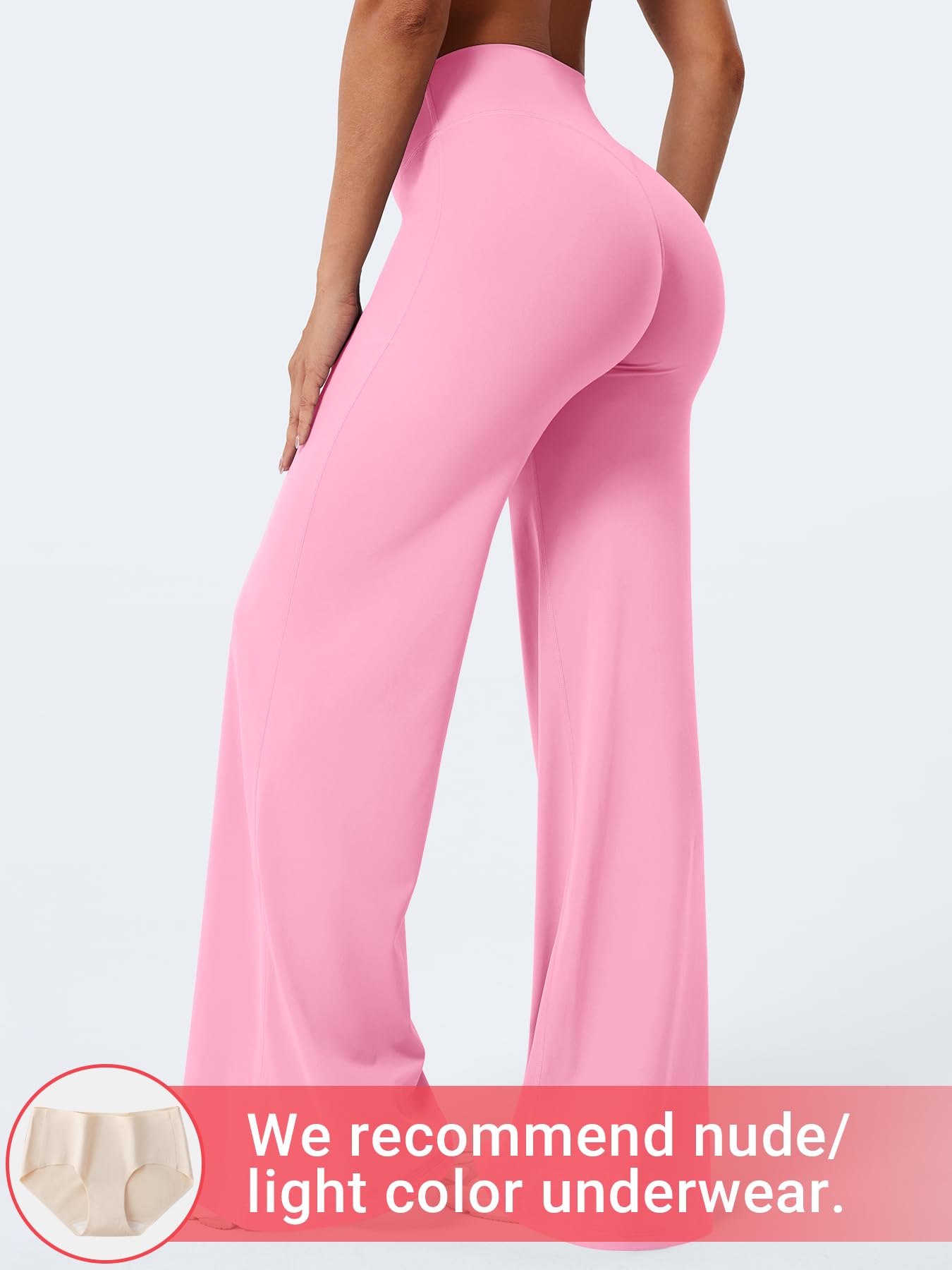 YEOREO Workout Womens Straight Leggings 35" Yoga Pants Bubblegum Pink XS