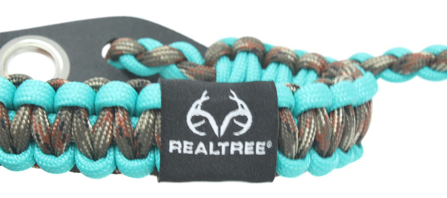 Ten Point Gear Realtree® Paracord Archery Bow Wrist Sling - 100% Full Grain Leather 550 Paracord (T Blue Camo)