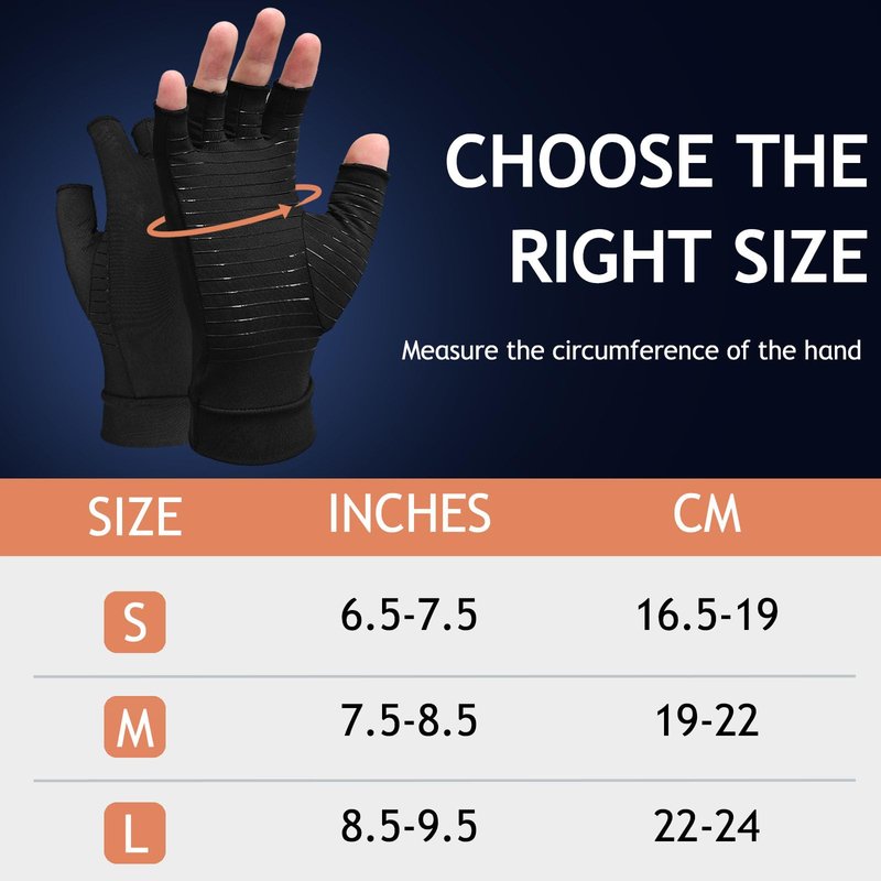 Beieverluck 4 Pairs Copper Arthritis Compression Gloves for Carpal Tunnel Pain Relief Fingerless Compression Hand Gloves for Women Men Rheumatoid, Tendonitis, Swelling, Working and Typing, Medium