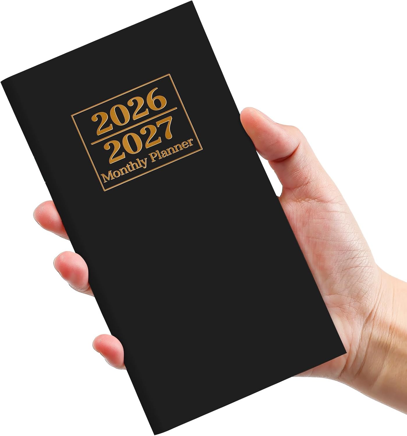 Pocket Calendar 2026-2027 | Two-Year Monthly Planner for Purse | Compact Size 6.5" x 3.5" - Black