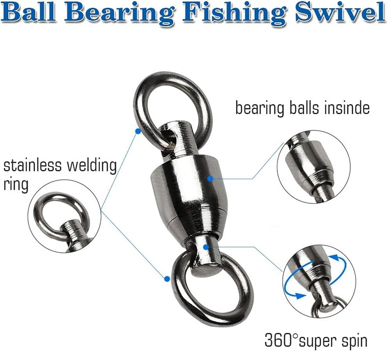 Barrel Ball Bearing Swivel Fishing Swivels - High Strength Stainless Steel Connector | Black Nickel Finish