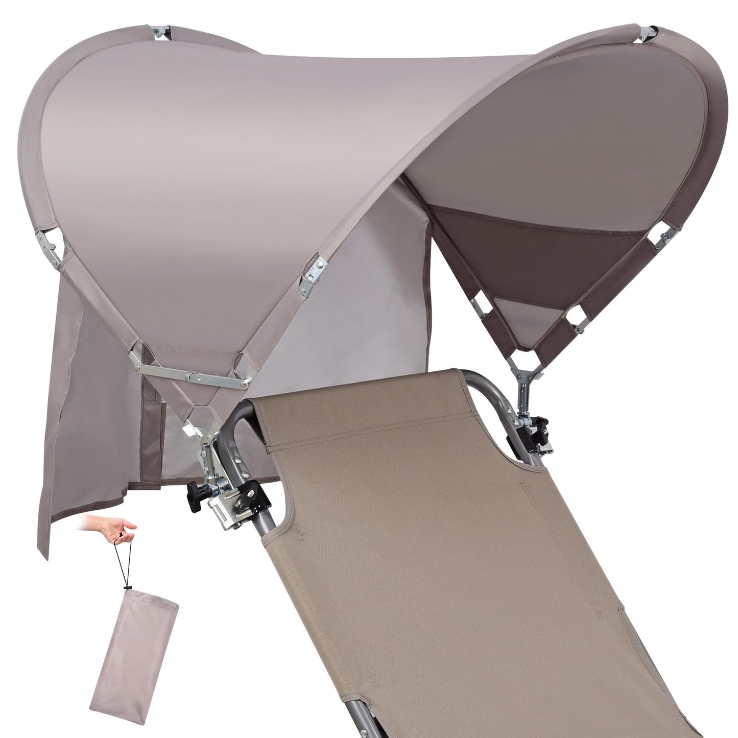 XL Universal Wind-Resistant Chair Umbrella Canopy, Extra Large Foldable UPF 50+ Sun Shade Attachment with Adjustable Clamp, Fits Most Beach, Camping, Lawn, Zero Gravity Chairs, 2 Pack, Patented