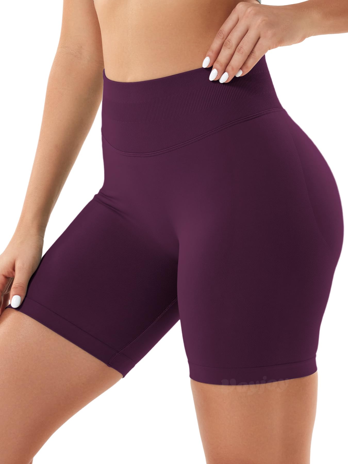 VOYJOY Women Workout Impact Shorts 2.5"/ 3.6"/ 4.5"/ 6" Scrunch Butt Lifting Gym Seamless Booty Biker Shorts Black Cherry