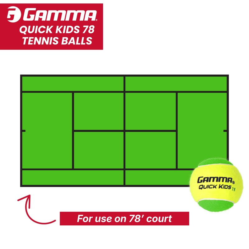 Gamma Quick Kids 78 Training Tennis Balls for Kids & Beginners, Low-Compression Core Reduces Speed & Bounce, Great for Tennis Practice, USTA & ITF Approved for 10 & Under Tournaments, Bag of 12