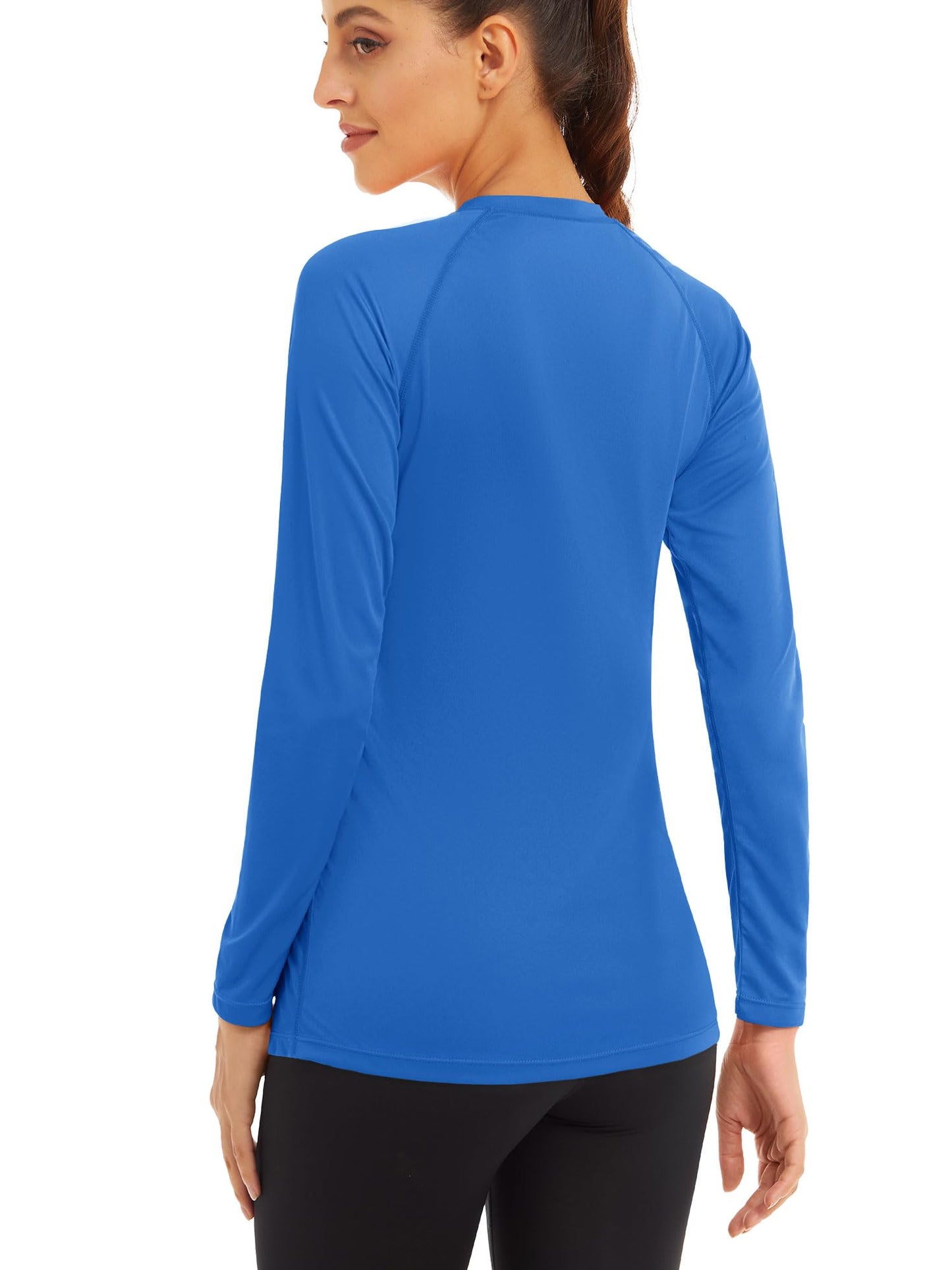 MAGCOMSEN Womens Athletic Shirts Long Sleeve Shirts for Women Casual Running Shirts Women UV Shirts for Women Workout Shirts Women Rash Guard Blue Green