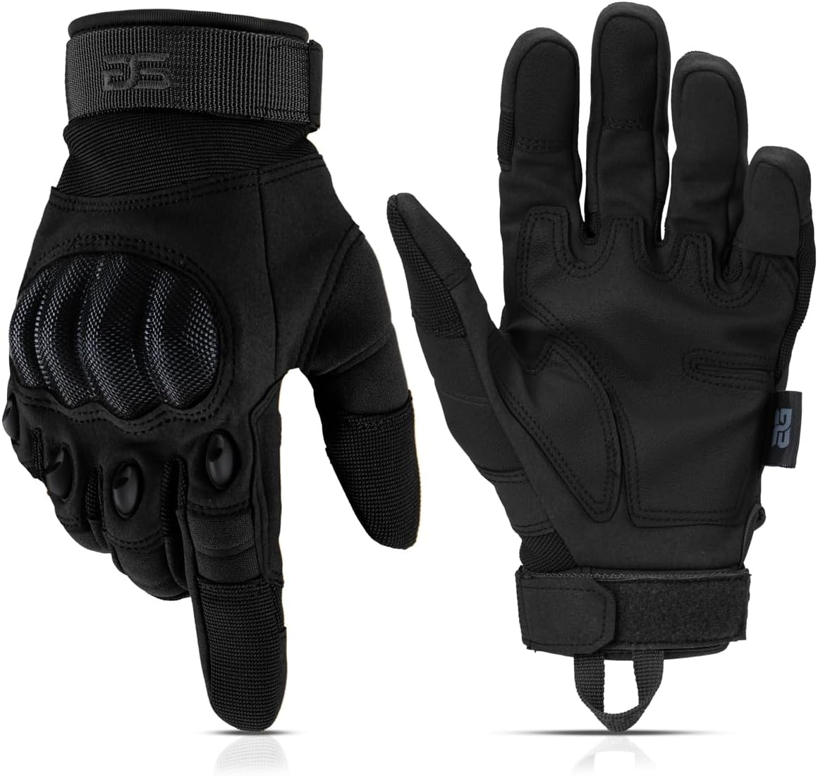 Touchscreen Utility Gloves for Men - Hard Knuckle Protection for Motorcycle, Airsoft & Outdoor Work | Black, Large