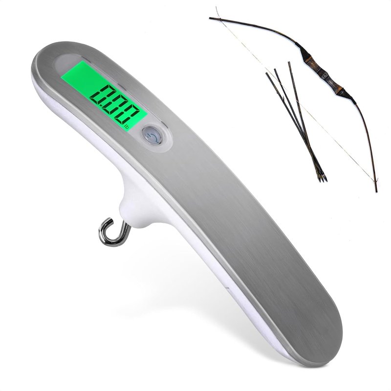 Digital Bow Scale - 110LBS/50KG Precision Draw Weight Scale for Recurve & Compound Bows | Handheld with LCD Display & 6 Units
