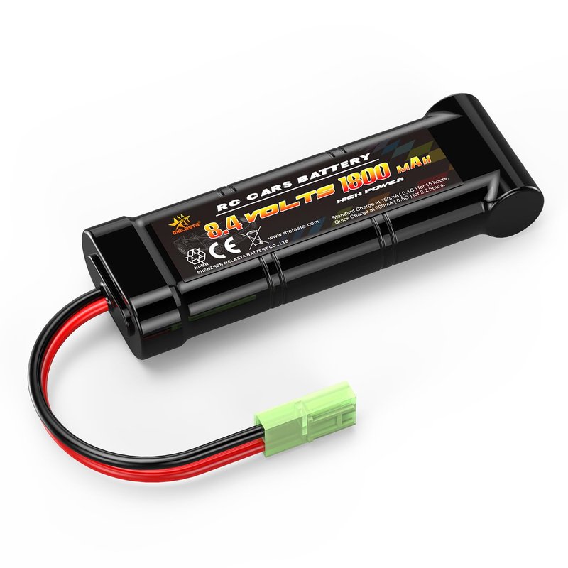 melasta 8.4V NIMH Flat Airsoft Battery Pack w/Mini Tamiya Connector 1800mAh 8.4V Battery Compatible with Airsoft Guns MP5, Scar, M249, M240B, M60, G36, M14, RPK, PKM