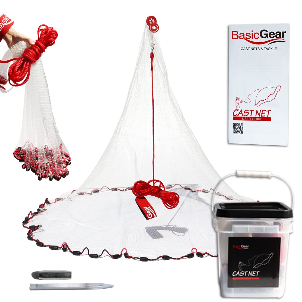 BasicGear Cast Net, Protected Weights, 8ft Radius, 3/8 in Mesh