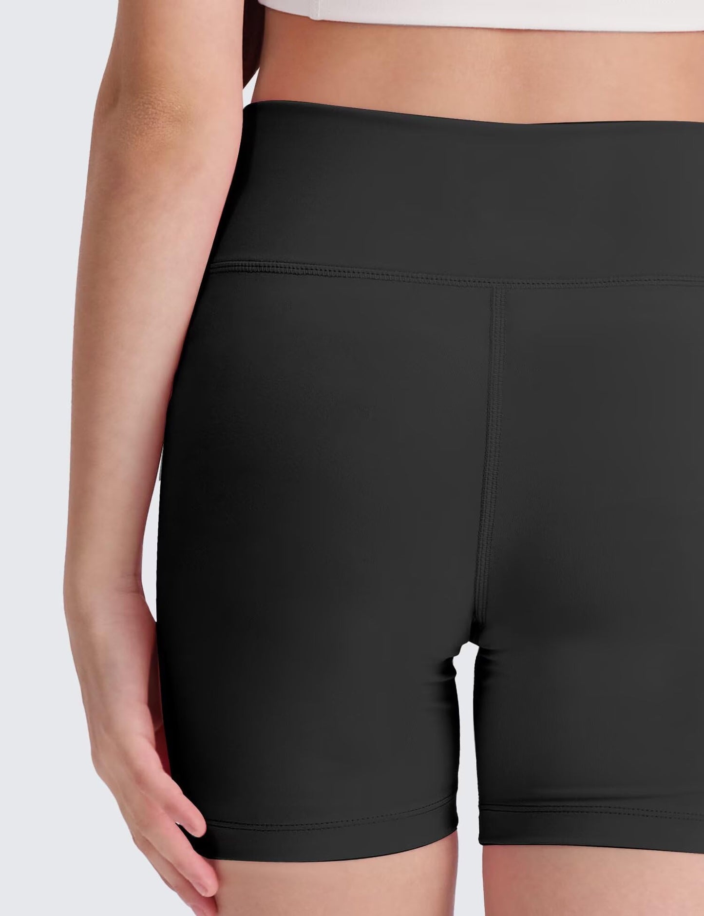 SKIDREAM Girls 4'' High Waisted Biker Shorts, Stretchy Athletic Workout Running Shorts for Kids and Teens Black
