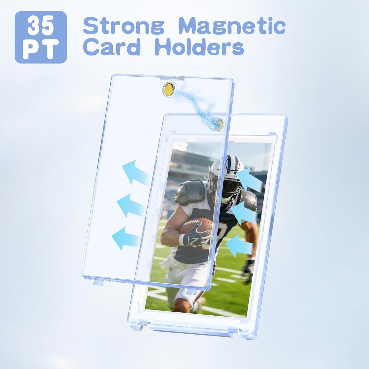 Magnetic Card Holder - 6ct One Touch U-V Protection Hard Plastic Sleeves for Trading & Sports Cards | Standard Size