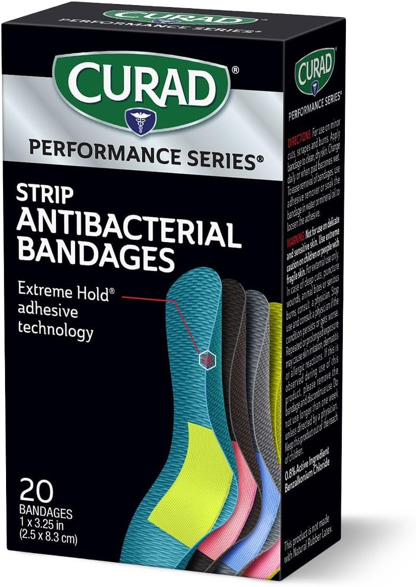 CURAD Antibacterial Bandages - 1" x 3.25" | 20 Count for Ultimate Wound Protection