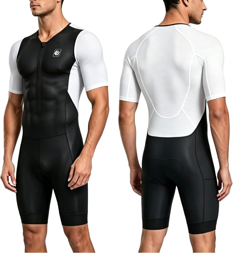 Men's Triathlon Suit - One-Piece Short Sleeve Trisuit for Swimming, Cycling & Running | Comfortable Fit