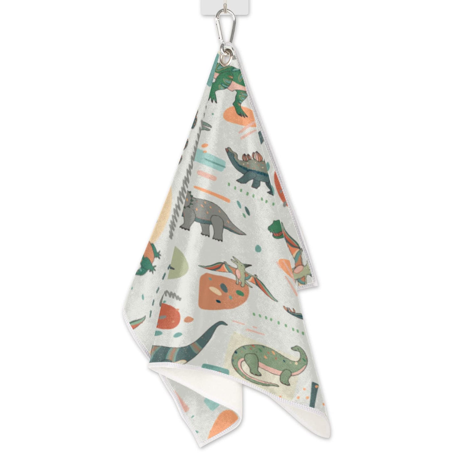 AUUXVA Funny Animal Dinosaur Golf Towel for Golf Bags with Clip for Men & Women | Cute Dino Golf Towel for Boys Girls Kids Dad Clubs | Golf Accessories and Golf Gifts for Golf Fan | 15" x 24"