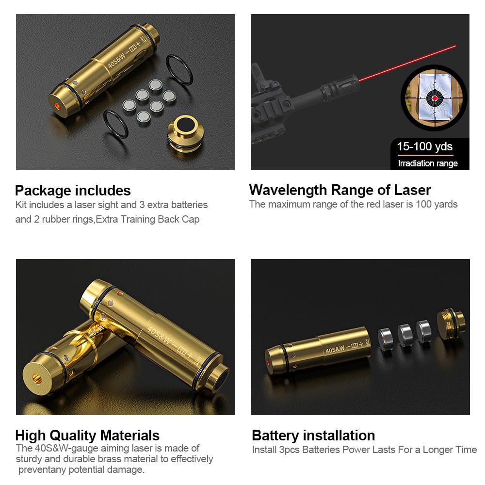 40S&W Dry Fire Training Laser Cartridge Spare O-Rings & Battery Suitable for Improving Shooting Skills