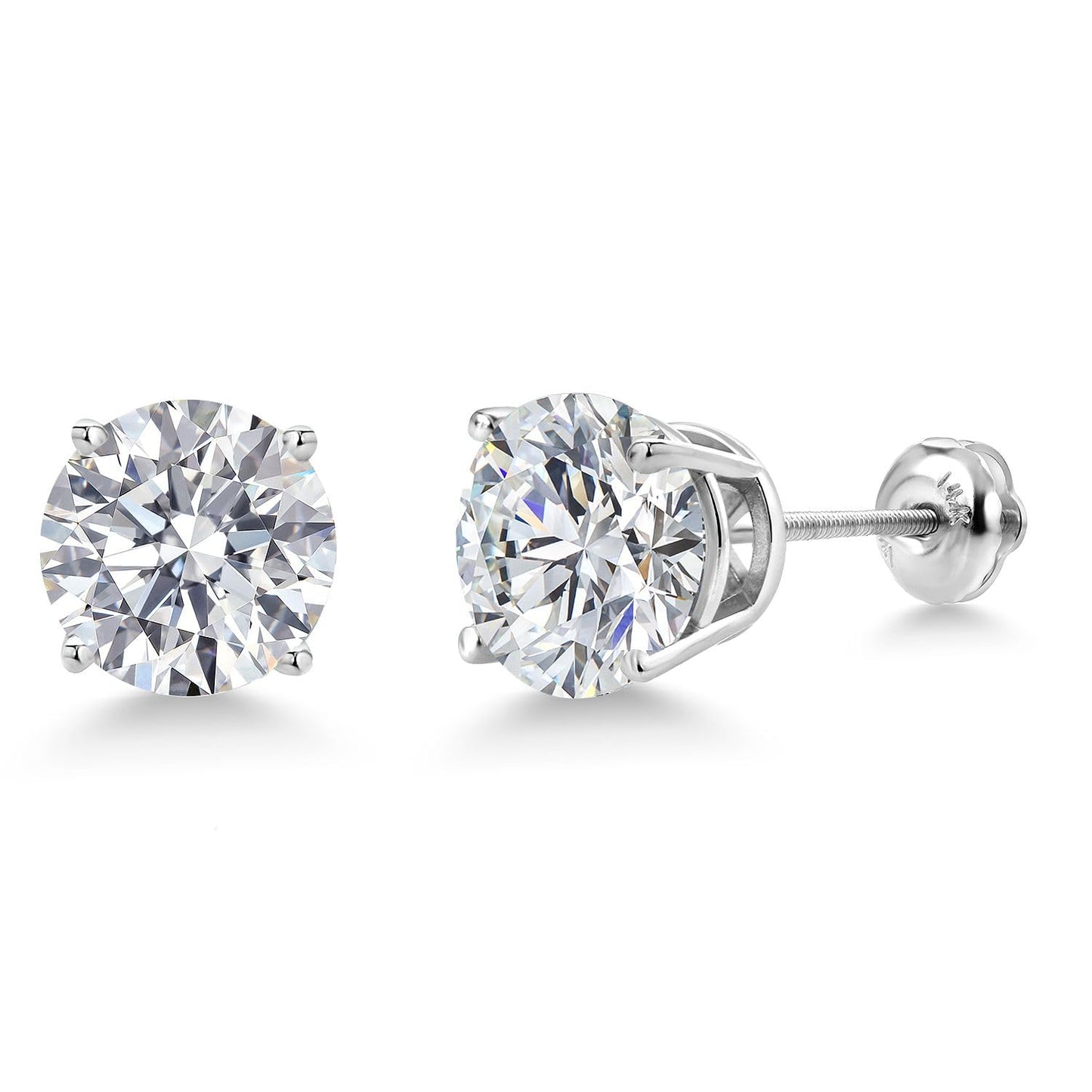 Gem Stone King 14K Gold Lab Diamond Stud Earrings, White Gold, 6 Cttw-IGI