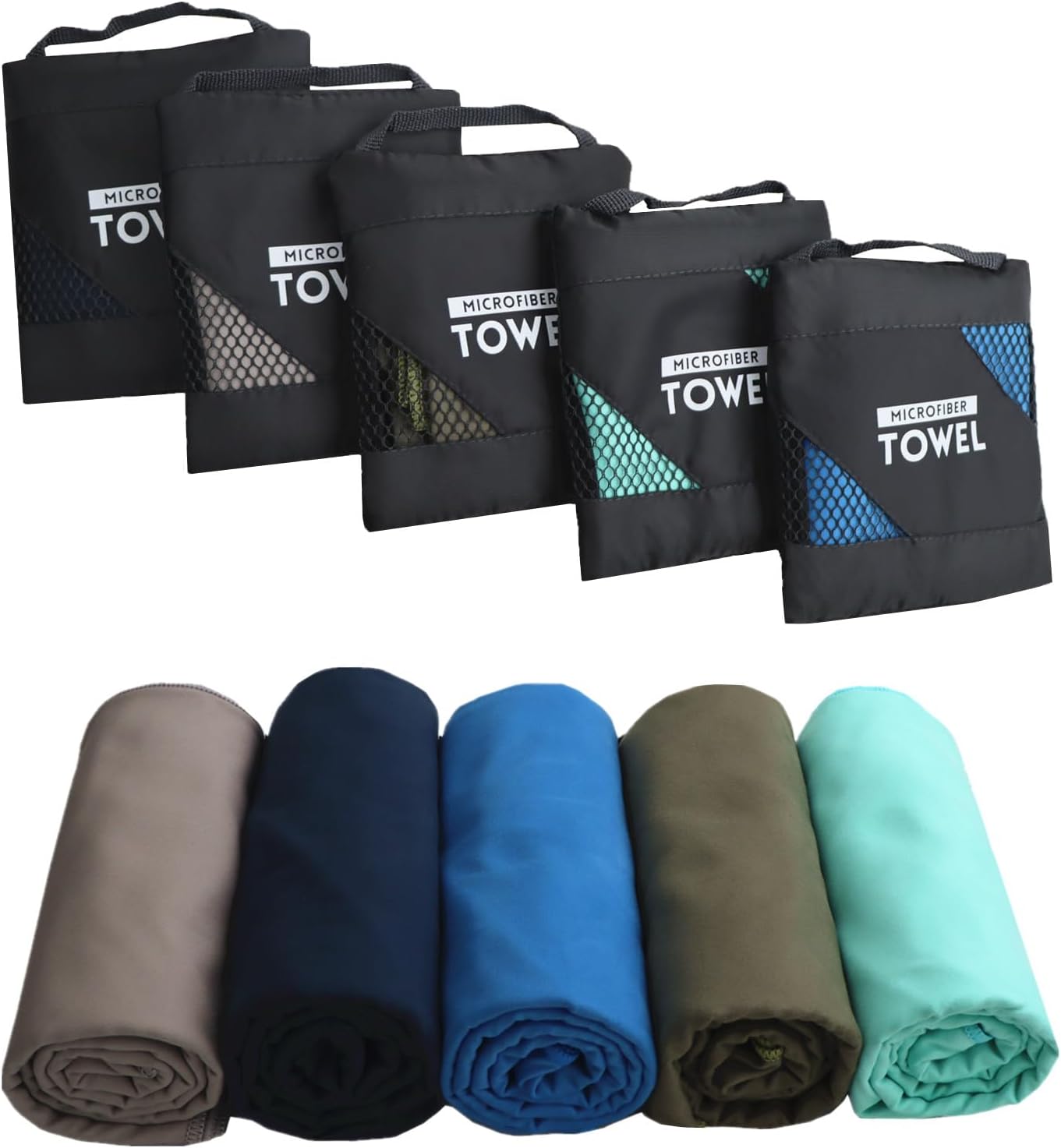 Microfiber Travel Towel - Quick Drying & Super Absorbent | Lightweight Compact Beach Towel 16x32 (Army Green)